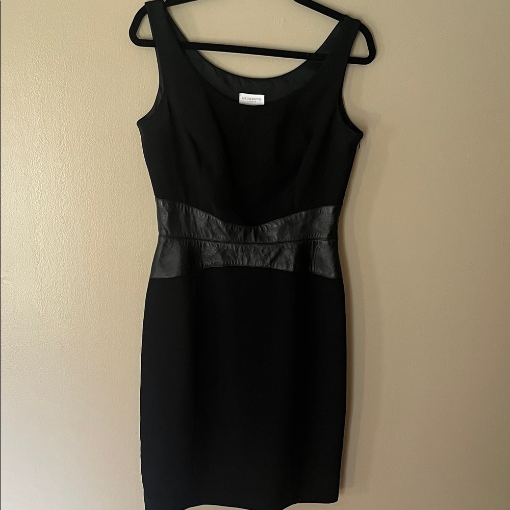 Liz Claiborne Black Mini Dress with Leather Accents